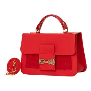 Bolso Bandolera Rojo Fana Lesly, Estilo Vintage, Asa Única, Cierre de Cremallera, Nailon Impermeable con Patrón de Cocodrilo, para Uso Diario - Product Image 1