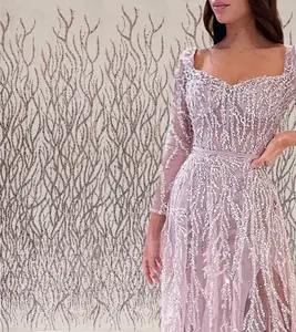 Chất Lượng Cao 2022 Vàng Phi Sequin Glitter Với Hạt Thêu Ren Vải Tuyn Cho Phụ Nữ Dresses