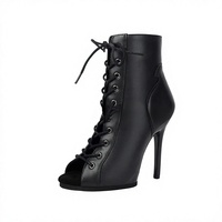 Chaussures de danse jazz sexy style européen et américain, bottines à lacets à bout ouvert, talon très haut, synthétiques