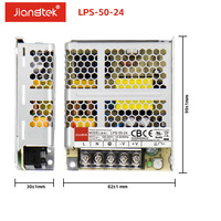 Jiangtek LPS-50 50W 12V 24V Fuente de Alimentación Conmutada Regulada Industrial Ultra Delgada de 30mm con Carcasa Metálica para Tiras LED AC DC