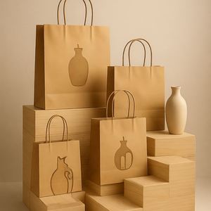 Bolsas de Regalo de Papel Ecológicas con Asa, Bolsas de Papel para Compras, Económicas, al por Mayor, para Comida y Comercio Minorista - Product Image 5