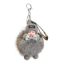 Handgefertigter Hochwertiger Schlafpuppen-Rucksack mit Imitiertem Fuchsfell, Autoschlüsselanhänger, Plüsch-Dekoration im Großhandel