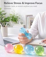 Balle anti-stress à remontée lente en caoutchouc à texture gelée transparente, effet huile de coco, jouet à presser type chewing-gum