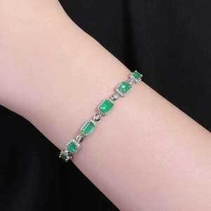 SGARIT <b>Solid</b> 18K <b>Gold</b> 5.14ct Natural Emerald Bracelet Set With Diamonds & White Sapphires Gala Fine Jewelry for women man - Product Image 5