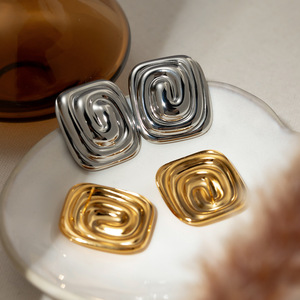 Geometric <b>Stud</b> <b>Earrings</b> Zinc Alloy Gold <b>Silver</b> Spiral Design Fashion Jewelry - Product Image 1