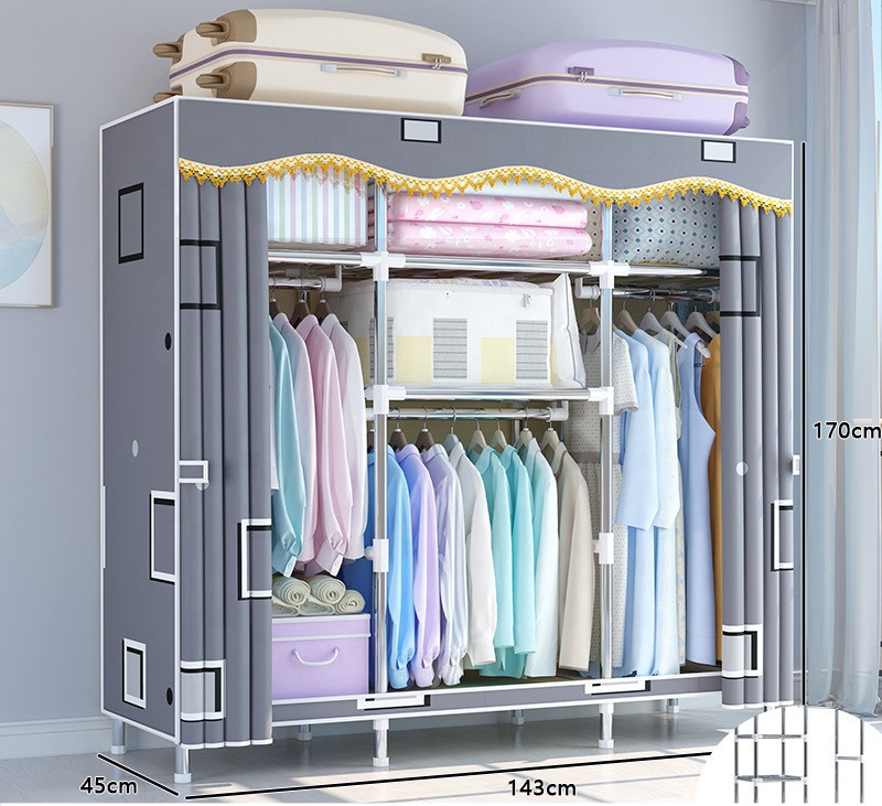 Складной стальной шкаф для спальни MA-008, современный нетканый шкаф, сборный шкаф