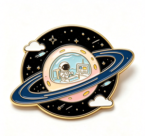 Pin de Solapa Personalizado de Metal Esmaltado, Insignia Impresa de Aleación de Zinc con Temática Espacial, Pin Cloisonné para Regalo y Ropa - Product Image 2