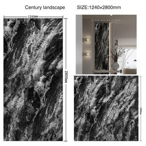 <span class=keywords><strong>Horizon</strong></span> - Losa de Piedra Artificial de PVC con Recubrimiento UV, Superficie Negra Calacatta, Sin Sílice, para Encimeras de Baño y Muebles - Product Image 1