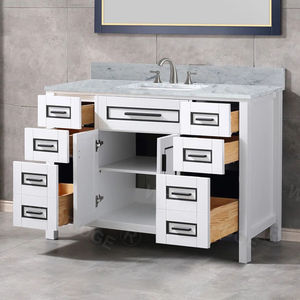 Gabinete de <span class=keywords><strong>baño</strong></span> Unidad portátil Lavabos independientes sobre madera Blanco Gabinete de <span class=keywords><strong>baño</strong></span> de pie completamente rústico - Product Image 3
