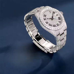 <b>Mens</b> Luxury Quartz Watch Moissanite Diamonds Alloy Case 5mm <b>Stainless</b> <b>Steel</b> Business Wristwatch for Executives Professionals - Product Image 3