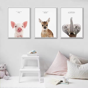 Woodland Animal Art déco toile affiche cerf à long cou et <span class=keywords><strong>ours</strong></span> polaire pour pépinière chambre d'enfants maison chambre décoration - Product Image 4