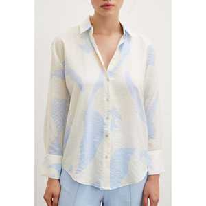 Chemise boutonnée en popeline bleue imprimée pour femme Vince Camuto, tenue décontractée pour tous les jours - Product Image 5