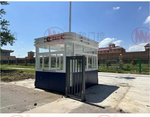 Modern Guard House Sentry <b>Box</b> White with Blue Roof Rectangle Shape for <b>Security</b> Use - Product Image 2