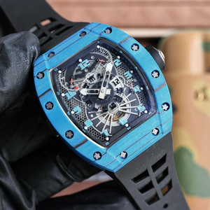 Relojes de Lujo para Hombre, Estilo 022, Caja de Carbono Azul NTPT, Doble Zona Horaria <span class=keywords><strong>GMT</strong></span>, Reloj Tourbillon Mecánico Manual, Reloj Deportivo de Pulsera - Product Image 2