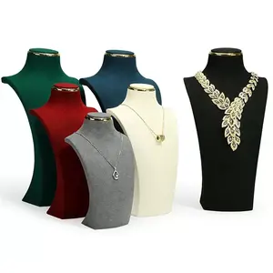 Oem Microvezel Sieraden Display Buste Stand Unieke Hoge Ketting Display Stand Groene Mannequin Voor Ketting Etalage Etalage