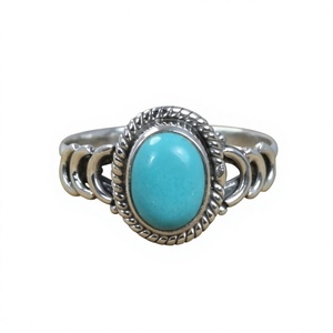 Bague en argent sterling 925 avec turquoise Sleeping Beauty, tendance, faite à la main, style antique, bijoux fins certifiés - Product Image 1