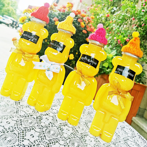 500ml Transparent Bear Shaped PET Plastic Beverage <b>Bottle</b> Screw Cap for Milk Tea Juice Coffee Beer Mineral <b>Water</b> Other Drinks - Product Image 6