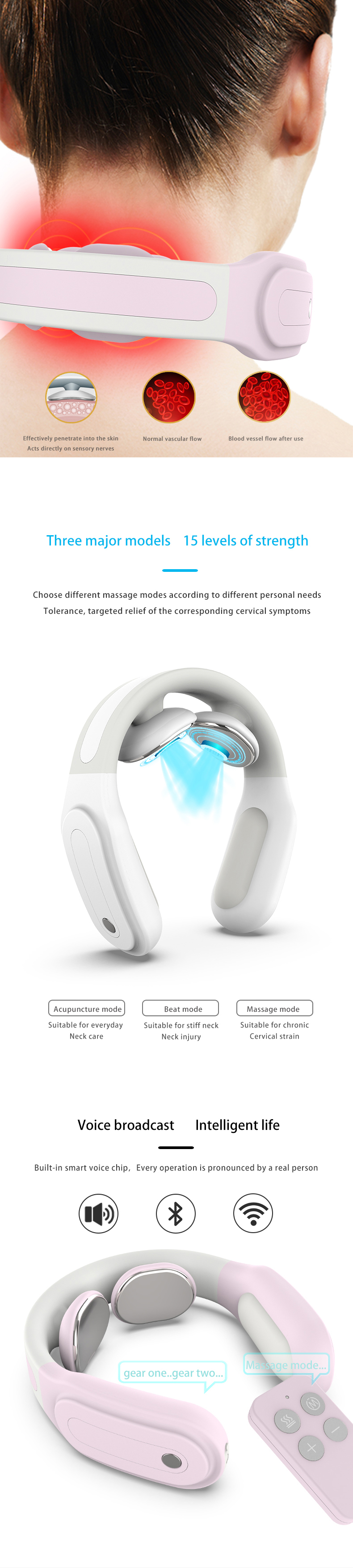 Portable While Travel Electric Intelligent Instrument Air Smart Foldable Cervical Spine Massage Pillow Vertebra Back Massager