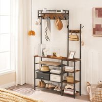Vente en gros de l'arbre de hall d'entrée, ensemble de rangement pour manteaux et chaussures de marque HOOBRO, meubles d'entrée, patères avec banc à chaussures pour entrée