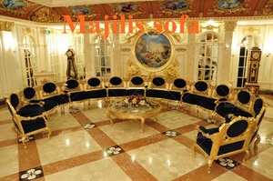 Set di divani majilis arabi antichi intagliati <span class=keywords><strong>in</strong></span> <span class=keywords><strong>legno</strong></span> rococò reale francese a 16 posti - Product Image 2