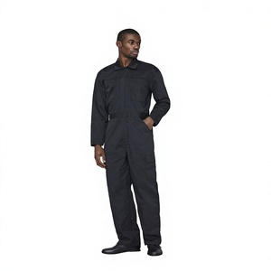 Combinaison de travail noire pour hommes, en coton, anti-poussière, uniforme, manches longues, longueur intégrale - Product Image 1