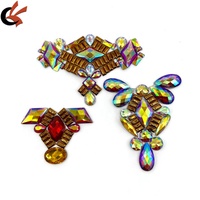 Appliques de strass thermocollants en résine rouge AB aux designs uniques et luxueux, écologiques, pour l'artisanat DIY, costumes de carnaval et chaussures