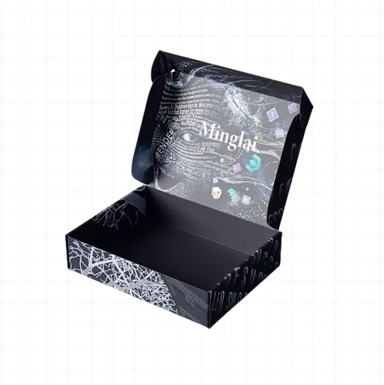 काले नालीदार कस्टम पैकेज पोस्ट मेल बॉक्स के साथ नालीदार शिपिंग बॉक्स मेलर बक्से लोगो