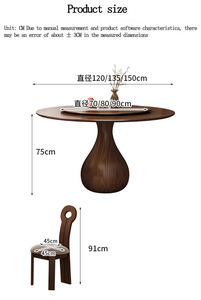 Juego <span class=keywords><strong>de</strong></span> Comedor Redondo <span class=keywords><strong>de</strong></span> Lujo Moderno con 6 Sillas, Cubierta <span class=keywords><strong>de</strong></span> Piedra y Patas <span class=keywords><strong>de</strong></span> Madera - Duradero, Convertible y Estable para Uso en Hoteles y Hogares - Product Image 2