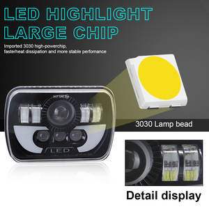 Faros LED Cuadrados de 7 Pulgadas para Automóvil, 5x7, 40W, Luz Alta/Baja, IP68 Impermeables, 12V, Forma de Bombilla H4, 6000K, Ajuste Universal - Product Image 4