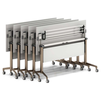 Bureau pliable en acier robuste et mobile avec roulettes verrouillables et tablette rabattable pour salles de conférence, salles de formation, table de réunion