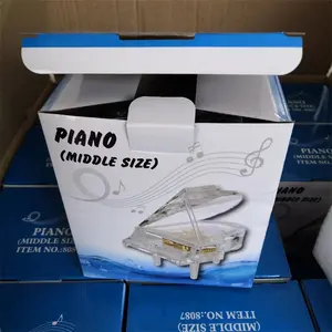Mini Piano Wind Up Music Box For Home Decoration Crystal Acrylic Piano Music Box