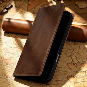 Étui à rabat en cuir véritable vintage de qualité supérieure avec fentes pour cartes, antichoc et magnétique pour <span class=keywords><strong>iPhone</strong></span> 18 <span class=keywords><strong>Pro</strong></span> Max 17 16 15 14 13 <span class=keywords><strong>Pro</strong></span> Max - Product Image 6