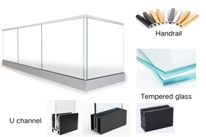 מעקה באיכות גבוהה משובחת אלומיניום מעקה זכוכית בסיס אלומיניום נירוסטה למעקה מדרגות מרפסת לשימוש בקניון - Product Image 2