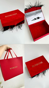 Cajas de Regalo de Lujo en Gamuza Roja con Plumas y Tapas Magnéticas, Bolsa de Terciopelo con Sello de Cera para Regalos de Propuesta, Incluye Tarjeta y Cinta - Product Image 6