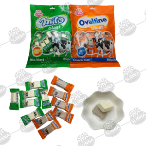 โอวัลติน ลูกอมรสนมผลไม้แบบเม็ด ก้อนหวานอัดแน่น ฮาลาล ขายส่ง บรรจุภัณฑ์แบบห่อแยกชิ้น ลูกอมรสนมแบบก้อน บรรจุถุงขายส่ง - Product Image 1