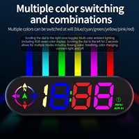 WiiYii G29 Compteur de vitesse GPS HUD pour voiture, boussole, chronomètre de conduite, affichage LED 6 couleurs commutable, support à ventouse
