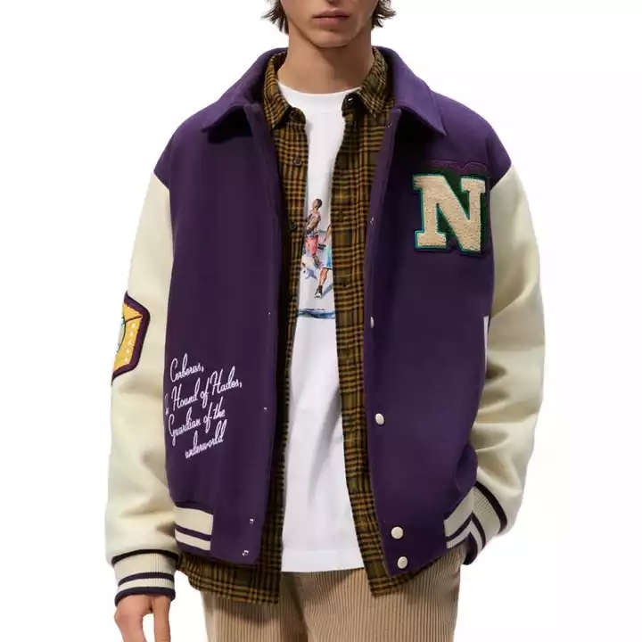 Wholesale Spring OEM Custom Winter Vintage School College Men's Jackets Coat Wool Letterman Bomber baseball Varsity Jacket Man