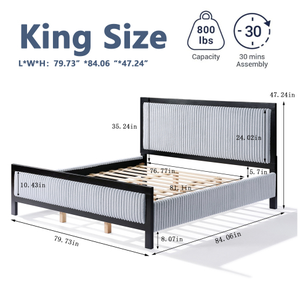 Luxury Modern Adjustable Wooden King Bed <b>Frame</b> with Soft Upholstery <b>Oak</b> Finish-Apartment-Friendly Bedroom Furniture - Product Image 5