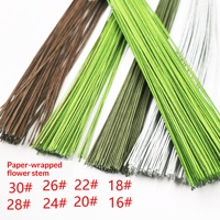 Kawat Bunga Berlapis Kertas Grosir Pabrik 40cm 30 Gauge 26 Gauge Batang Bunga Hijau Berbagai Jenis Bunga DIY Bunga Buatan