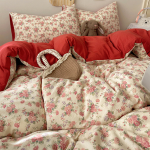 Bộ đồ giường bốn Mảnh Dễ Thương đặt tấm trải giường in sợi Hai Lớp Cảm biến đám mây - Product Image 2