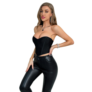 Top Tube <span class=keywords><strong>Femme</strong></span> Crop Top Mesh Corset Stretch <span class=keywords><strong>Sexy</strong></span> Sleeveless Cami Tops Summer Streetwear - Product Image 2