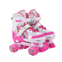 Patins à roulettes pour enfants Sportneer, ensemble de protection pour l'extérieur, 4 tailles réglables, filles, 8 roues LED clignotantes, design de dessin animé, nylon, cuir