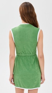 Verano de las mujeres personalizado Terry Cloth cintura alta cremallera pecho cintura Vestidos cortos deporte Sexy moda mujer verde tamaño S - Product Image 3