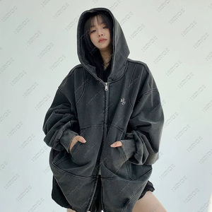 Sweat à capuche court personnalisé délavé, haute qualité, 100% coton épais, fermeture éclair frontale, logo métallique imprimé, coupe oversize, coupe-vent, imperméable, pour homme - Product Image 1