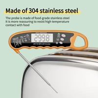 Thermomètre numérique pour barbecue avec écran LCD rétroéclairé grand format, sonde pliable en acier inoxydable 304, pour la cuisson de la viande, des aliments, des steaks, du café, du barbecue, usage domestique