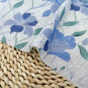 <span class=keywords><strong>Tissu</strong></span> imprimé en coton biologique tissé sur mesure, poids moyen 70 g/m², motif floral bleu, pour vêtements de bébé filles et garçons - Product Image 2