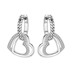 Pendientes de corazón de latón blanco de doble capa, pendientes de moda de alta gama originales, venta al por mayor para mujer - Product Image 1