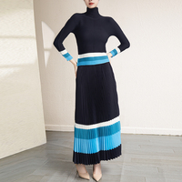 Ensemble de style décontracté plissé Miyake de haute qualité, dernier modèle, chemise Miyake imprimée et jupe longue plissée imprimée, ensemble deux pièces