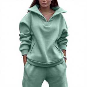 Winter Women's 2-Piece Full-Length Windproof Breathable Eco-Friendly Plus Size Polyester/Cotton Tracksuit Set Custom Logo - Product Image 5