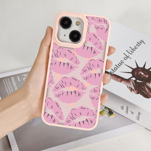 Nueva funda de teléfono de TPU con patrón de beso rosa para iPhone 16 15 14 13 Pro Max <span class=keywords><strong>Plus</strong></span>, funda magnética a prueba de golpes para teléfono - Product Image 2